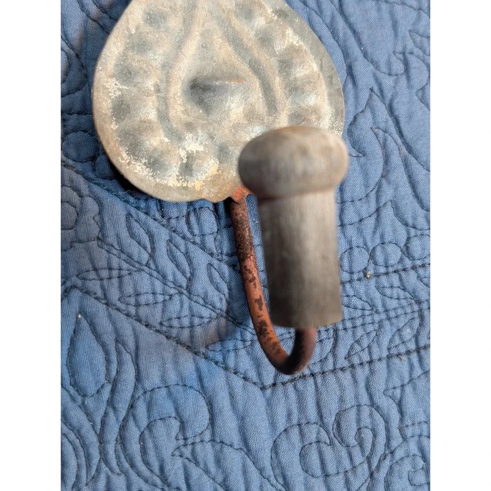 Vintage Embossed Tin Wall Hooks Pair Floral French Country Farmhouse Shabby Chic
